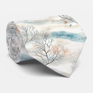 Textured Watercolor Coral in Orange & Slate Blue Tie