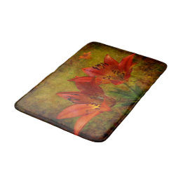 Textured Western Red Prairie Lily Icon Bath Mat