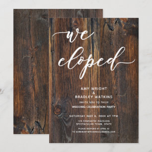 Textured Wood Handwriting We Eloped Typography Invitation