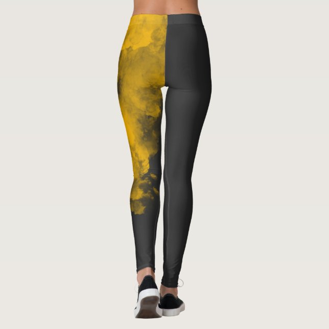 Textured Yellow Leggings - Unique Background (Back)