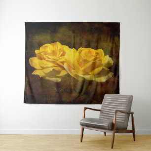 Textured Yellow Rose Wall Tapestry