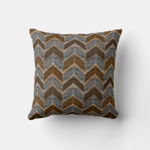 Textured, zigzag, gray and brown cushion
