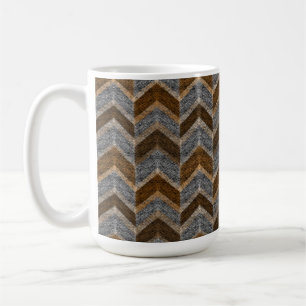 Textured, zigzag, grey and brown coffee mug