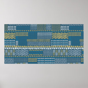 Textures and hand drawn shapes Vintage pattern on  Poster