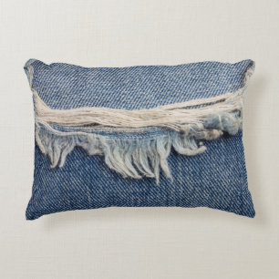 Textures ripped jeans background. decorative cushion