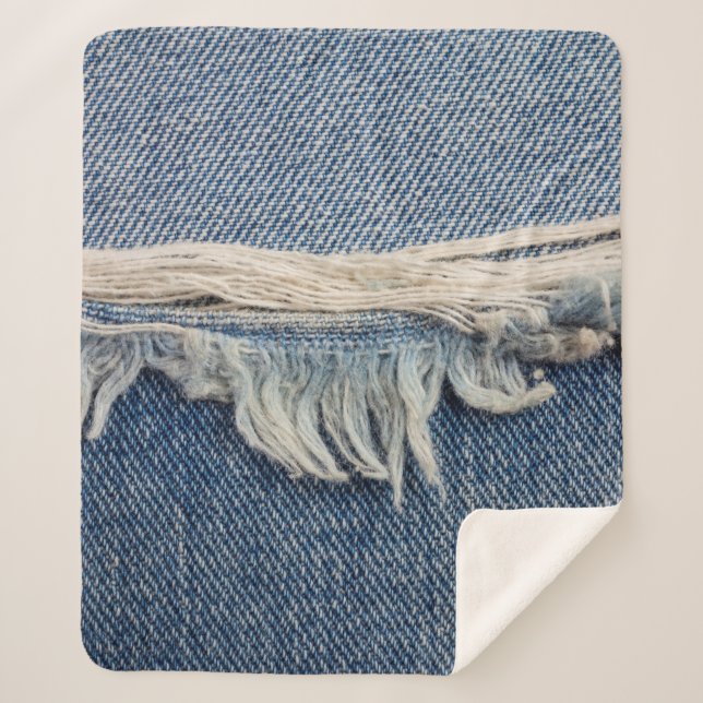 Textures ripped jeans background. sherpa blanket (Front)