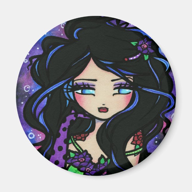 "Teya" Mermaid Fantasy Fairy Rose Magnet (Front)
