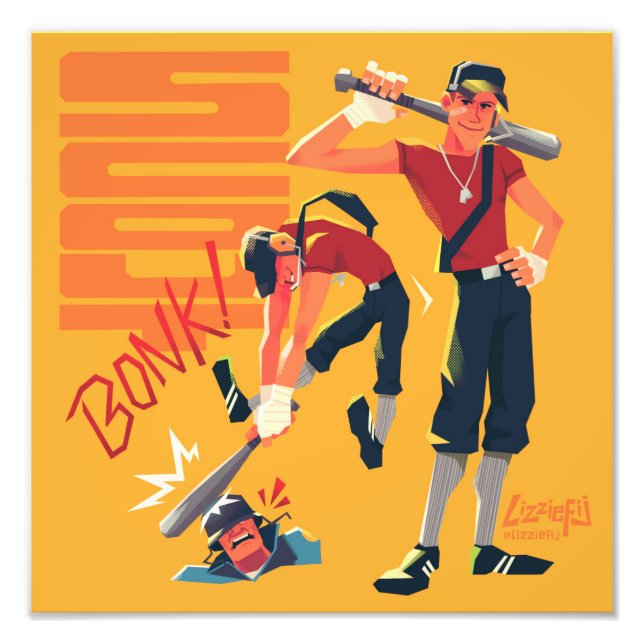 TF2 Scout Bonk! medium art print (Front)