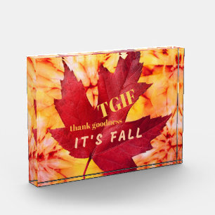 TGIF Quote Thank Goodness It's Fall Autumn Leaves Photo Block