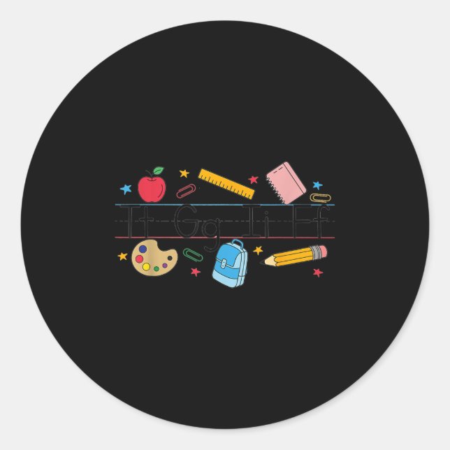 Tgif Teacher Alphabet Kindergarten Teacher Appreci Classic Round Sticker (Front)