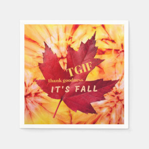 TGIF Thank Goodness It's Fall Autumn Leaves Napkin