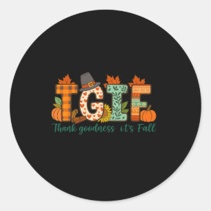Tgif Thank Goodness It's Fall Autumn Thanksgiving Classic Round Sticker