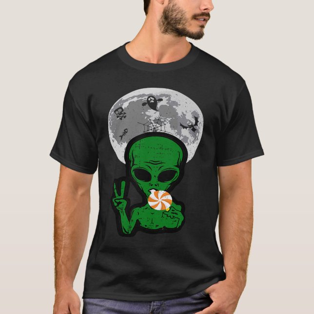 Th Alien Eating Candy Costume Halloween Party Gift T-Shirt (Front)