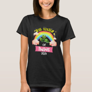 Th Big Sister of Twins 2021 Costume Cute Turtle Si T-Shirt