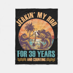 &# th Birthday For Fisherman Jerkin' My Rod &#   Fleece Blanket
