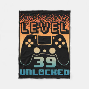 &#; th Birthday For Men Level &#; Unlocked Gamer Fleece Blanket