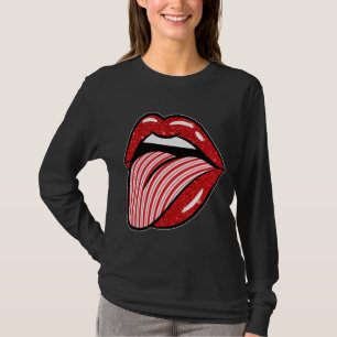 Th Christmas Candy Cane Lips Tongue Costume Girl T-Shirt