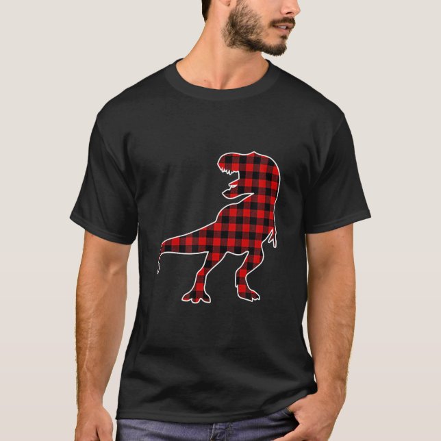 Th Dinosaur Red Buffalo Plaid Costume Dinosaur Lov T-Shirt (Front)