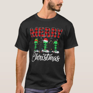 Th Merry Christmas Alien Santa Reindeer Xmas Light T-Shirt