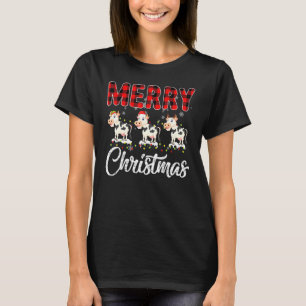 Th Merry Christmas Cow Santa Reindeer Xmas Light C T-Shirt