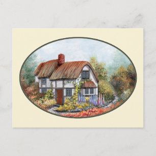 Thached Vintage Country Cottage Painting Postcard
