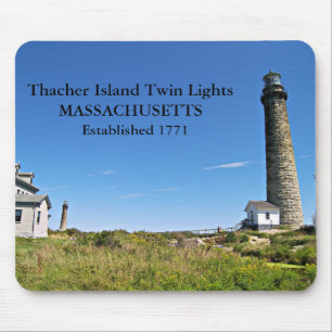 Thacher Island Twin Lights, Massachusetts Mousepad