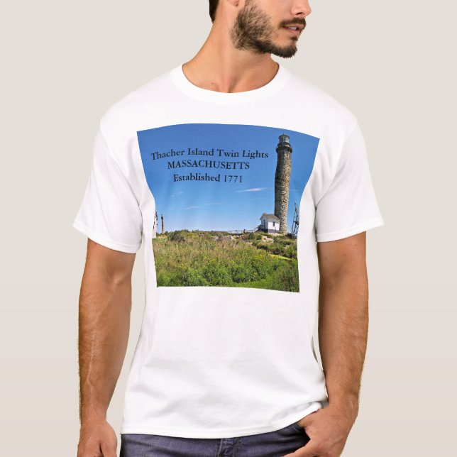 Thacher Island Twin Lights, Massachusetts T-Shirt (Front)