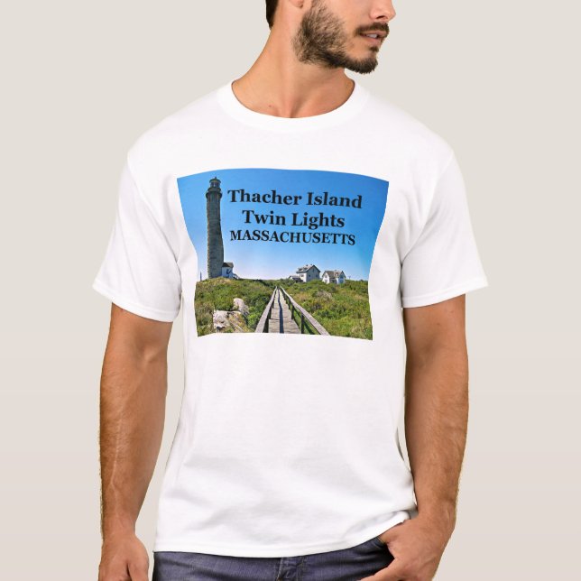 Thacher Island Twin Lights, Massachusetts T-Shirt (Front)
