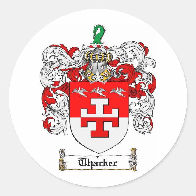 Thacker Family Crest - Thacker Coat of Arms Classic Round Sticker (Front)