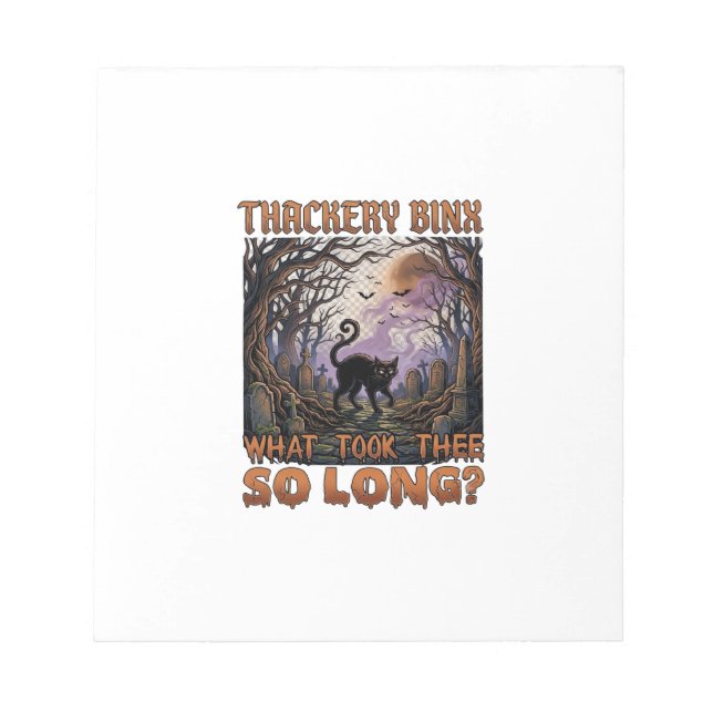Thackery Binx Black Cat Halloween Graveyard Bats_1 Notepad (Front)