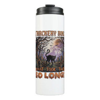 Thackery Binx Black Cat Halloween Graveyard Bats_1 Thermal Tumbler
