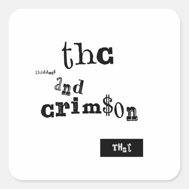 thaddeus & crimson square sticker (Front)