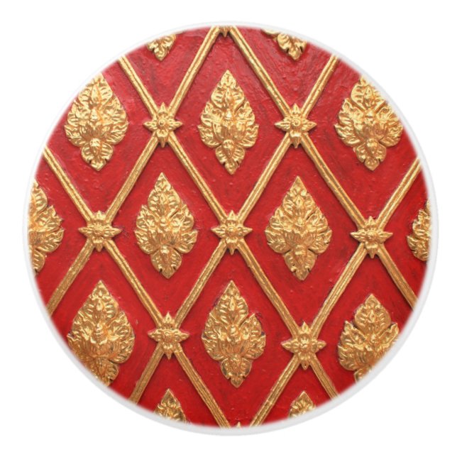 Thai art pattern ceramic knob (Front)