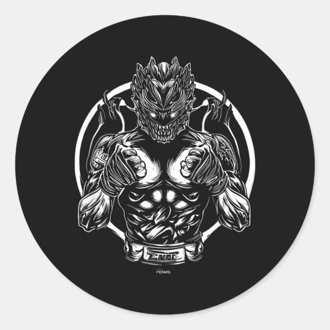 THAI BOXING MMA FIGHTING DRAGON CIRCLE CLASSIC ROUND STICKER (Front)