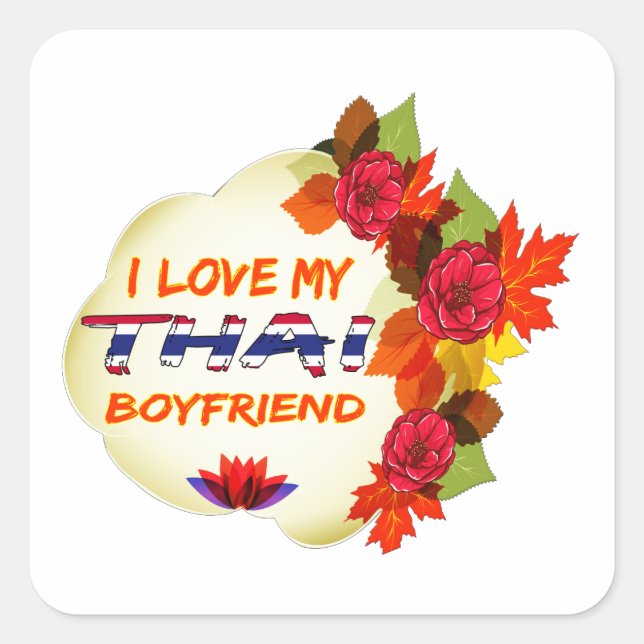 Thai Boyfriend Design Square Sticker (Front)