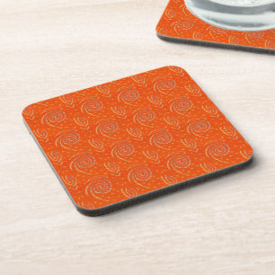 Thai Brocades Gold Orange Motif Coaster