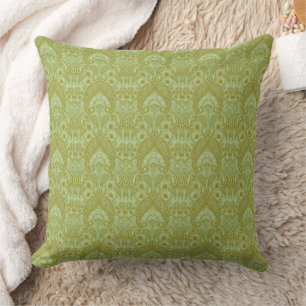 Thai Brocades Natural Green Throw Pillow