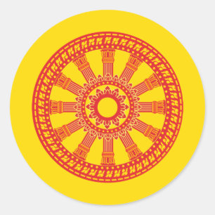 Thai buddhist flag (The Dharmacakra flag) Classic Round Sticker
