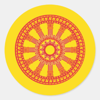 Thai buddhist flag (The Dharmacakra flag) Classic Round Sticker
