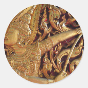 Thai Buddhist Temple Detail Classic Round Sticker