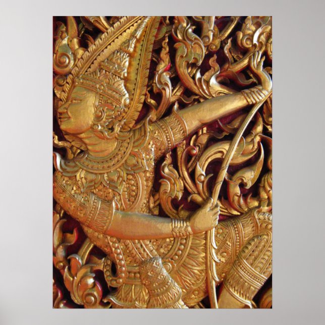Thai Buddhist Temple Detail Poster (Front)
