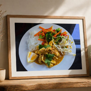 Thai Chicken Satay with Vegetables and Rice Poster