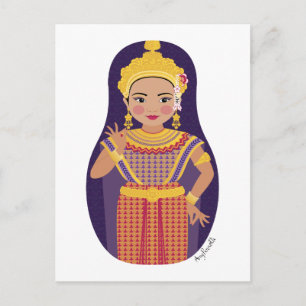 Thai Dancer Matryoshka Postcard