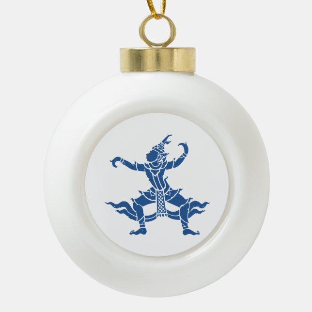 Thai Dancer ⚠ Thailand Sign ⚠ Ceramic Ball Christmas Ornament (Front)