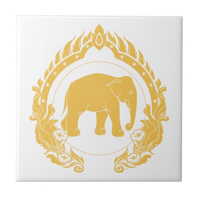 Thai Elephant Ceramic Tile (Front)