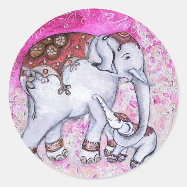 THAI ELEPHANTS CLASSIC ROUND STICKER (Front)