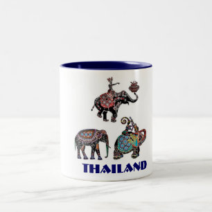 Thai Elephants Thailand Travel Souvenir Two-Tone Coffee Mug