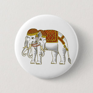 Thai Erawan White Elephant 6 Cm Round Badge