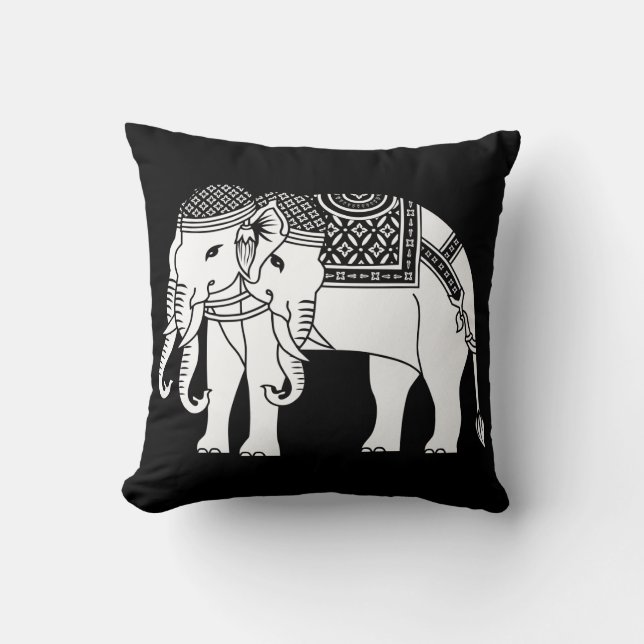 Thai Erawan White Elephant Cushion (Front)