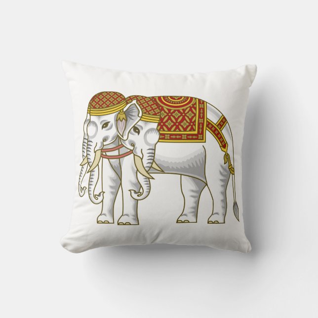 Thai Erawan White Elephant Cushion (Front)